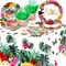 133 PCS Hawaiian Aloha Party Supplies Disposable Dinnerware Set Include Tropical Luau Napkins Plates Cups Tablecloth Knives Forks Spoons, Summer Birthday Party Favors